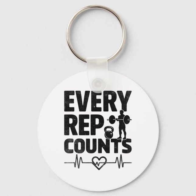 Every Rep Counts Weightlifter Bodybuilding Bodybui Key Ring (Front)