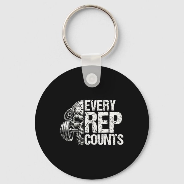 Every Rep Counts Weightlifter Bodybuilding Bodybui Key Ring (Front)