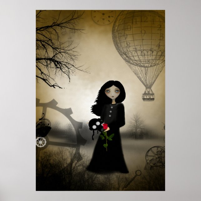 Every Rose Has It's Thorn Steampunk Art Poster (Front)