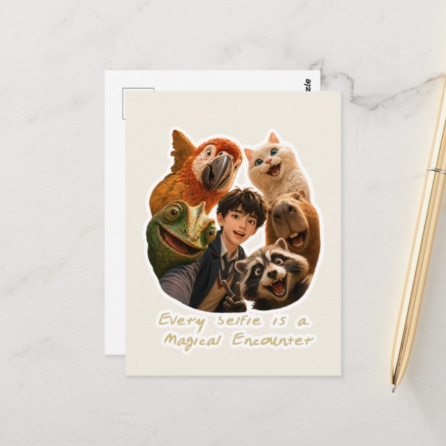 Every Selfie is a Magical Encounter Postcard (Front/Back In Situ)
