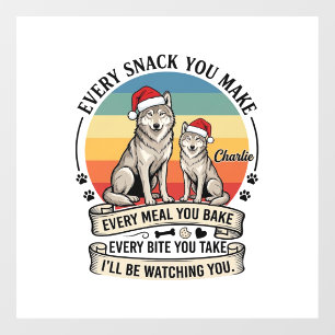 Every Snack You Make Dog Santa Hat Retro Sunset_1