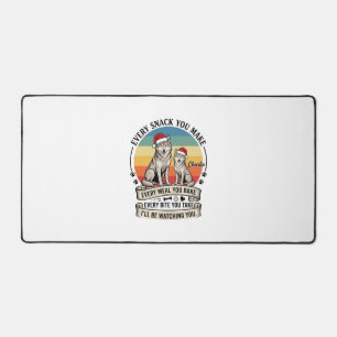 Every Snack You Make Dog Santa Hat Retro Sunset_1 Desk Mat