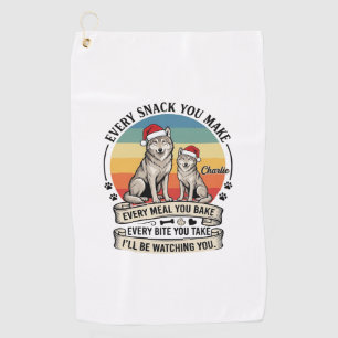 Every Snack You Make Dog Santa Hat Retro Sunset_1 Golf Towel