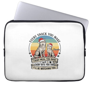 Every Snack You Make Dog Santa Hat Retro Sunset_1 Laptop Sleeve