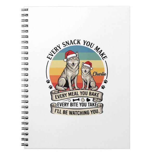 Every Snack You Make Dog Santa Hat Retro Sunset_1 Notebook (Front)