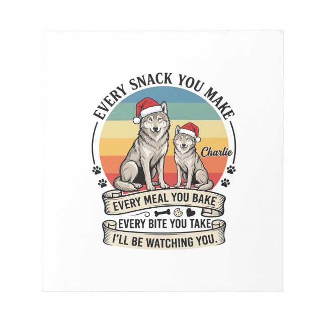 Every Snack You Make Dog Santa Hat Retro Sunset_1 Notepad (Front)