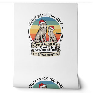 Every Snack You Make Dog Santa Hat Retro Sunset_1 Wallpaper