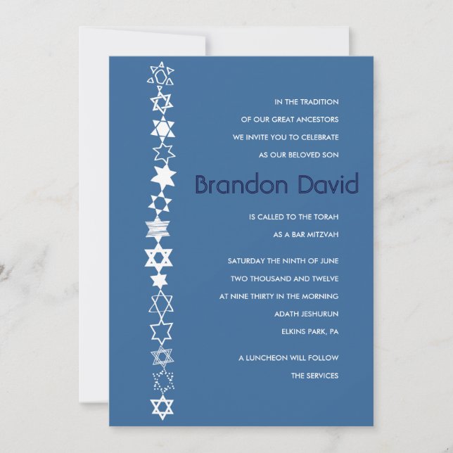 EVERY STAR IS UNIQUE Bar Bat Mitzvah Invitation (Front)