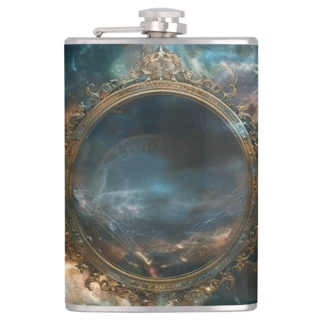 Every Step is a Ritual — Mystic Path Design Hip Flask (Front)