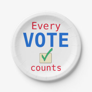 Every Vote Counts Campaign Election Voter Paper Plate