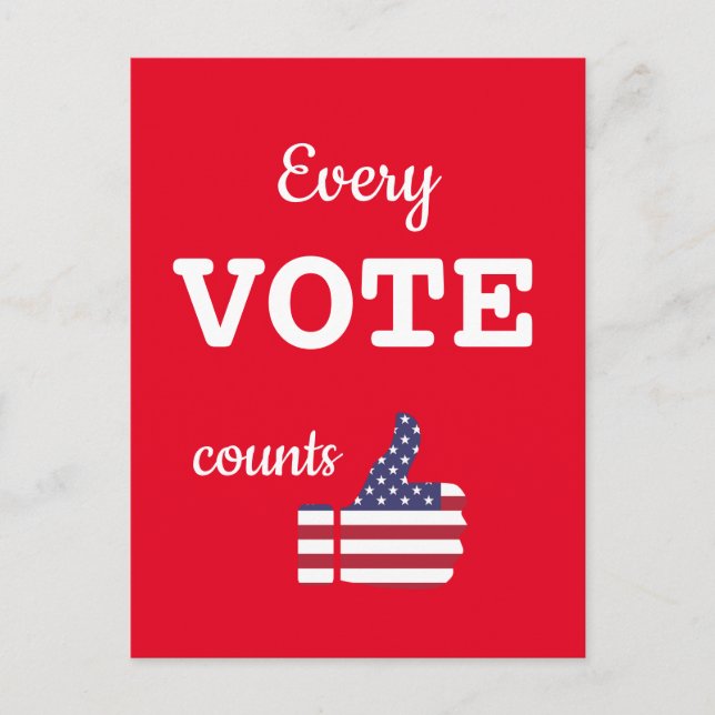 Every Vote Counts USA Election Voter Voting Postcard (Front)