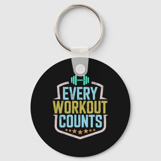 Every Workout Counts Funny Gym Sayings Motivated V Key Ring (Front)