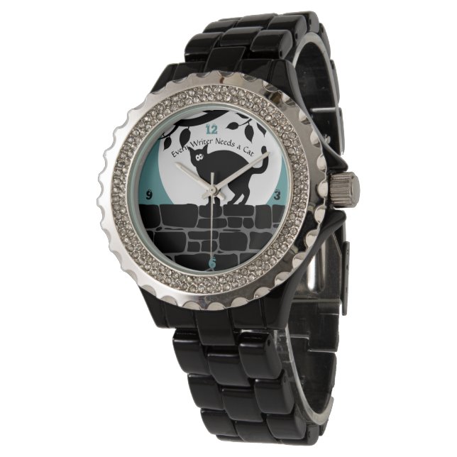 "Every Writer Needs A Cat" Black Watch for Women (Angled)