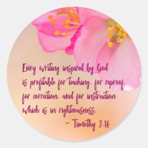 Every Writing Inspired By God Christian Floral  Classic Round Sticker