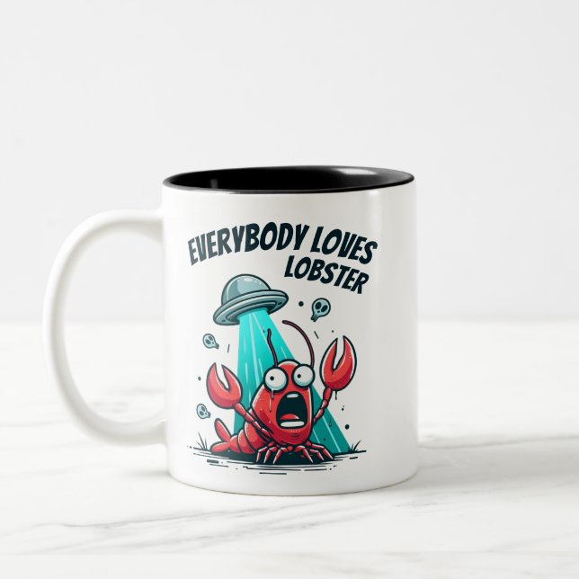 Everybody loves lobster - abduction Two-Tone coffee mug (Left)