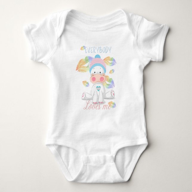 Everybody loves me | Cute Hippo | Lgbtq/T Baby Bodysuit (Front)