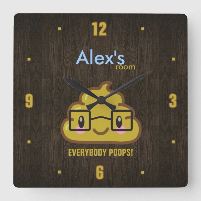 Everybody Poops Square Wall Clock (Front)