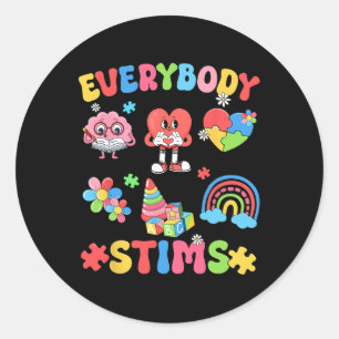 Everybody Stims Neurodiversity Autism Warrior Neur Classic Round Sticker