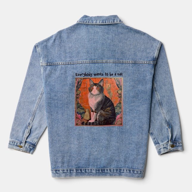 Everybody wants to be a cat denim jacket (Back)