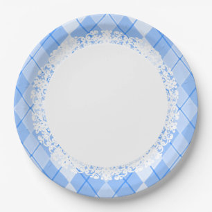 Everyday_Dinner_Paper-Plates(c)Lace-Blue_Argyle Paper Plate