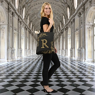Everyday Elegance: Personalised Gold Monogram Tote Bag