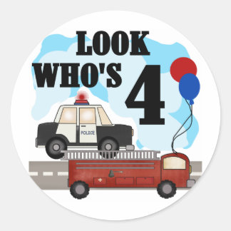 Everyday Heroes 4th Birthday Classic Round Sticker