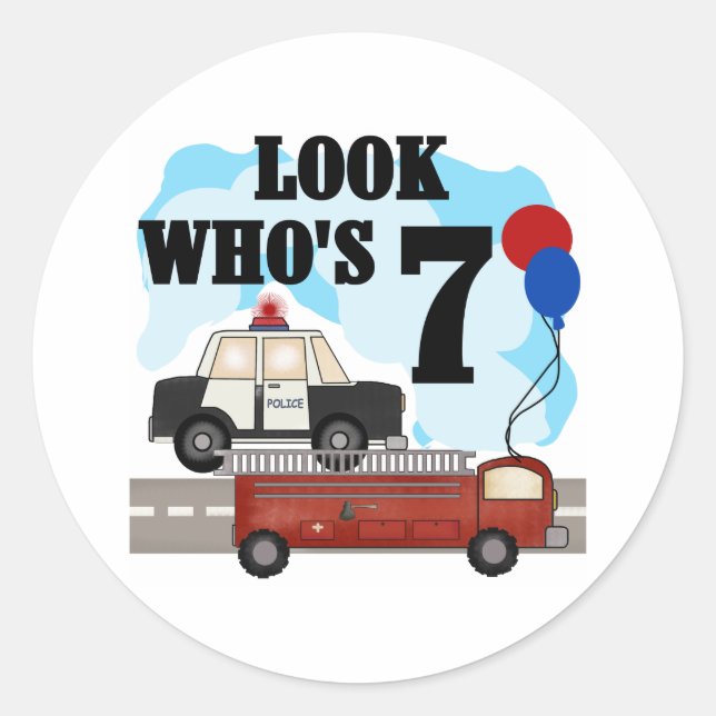 Everyday Heroes 7th Birthday Classic Round Sticker (Front)