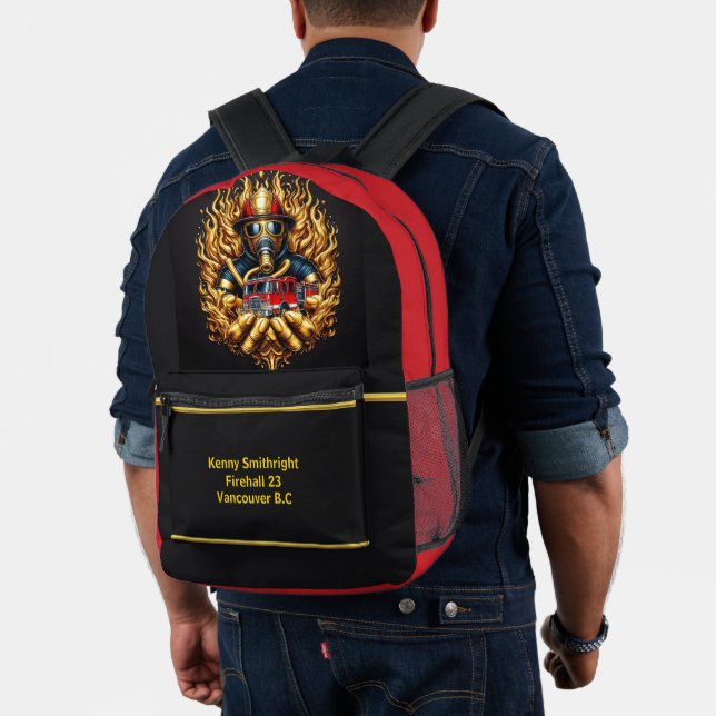 Everyday Heroes Firefighters Golden Embrace Printed Backpack (Insitu (Model))