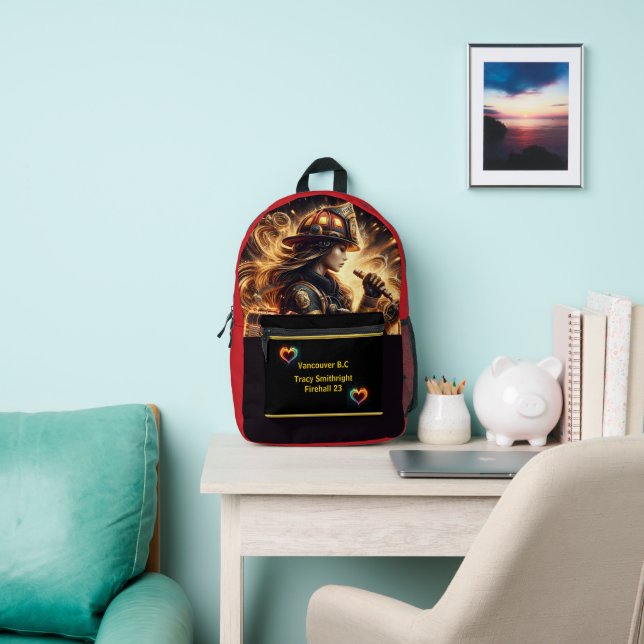 Everyday Heroes Firefighters Golden Flame Printed Backpack (Insitu)