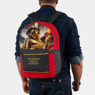 Everyday Heroes Golden Firefighters Call Printed Backpack