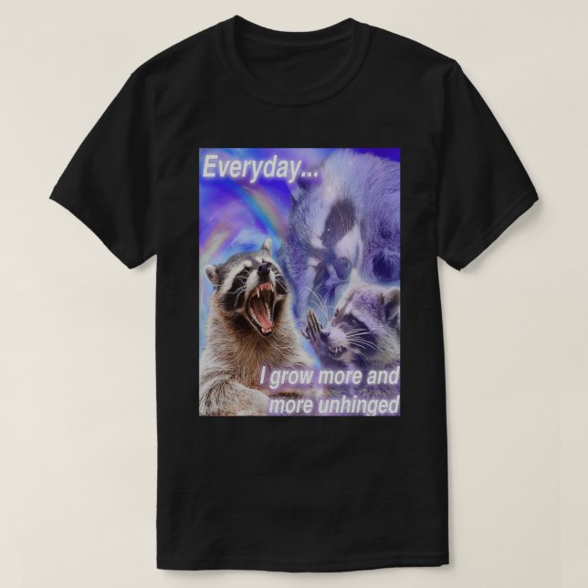 everyday I grow more and more unhinged funny racco T-Shirt (Design Front)