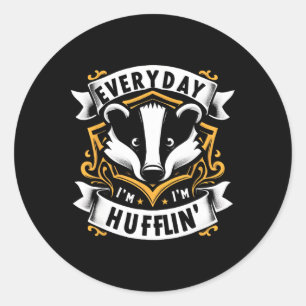 Everyday I Huffling Huffle Cute Honey Badger Anima Classic Round Sticker