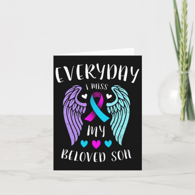Everyday I Miss My Beloved Son - Suicide Awareness Card (Front)