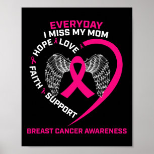 Everyday I Miss My Mum Cute Pink Breast Cancer Awa Poster