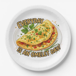Everyday Is An Omelette Day Breakfast Foodie Paper Plate