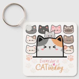 Everyday is Cat-urday Key Ring