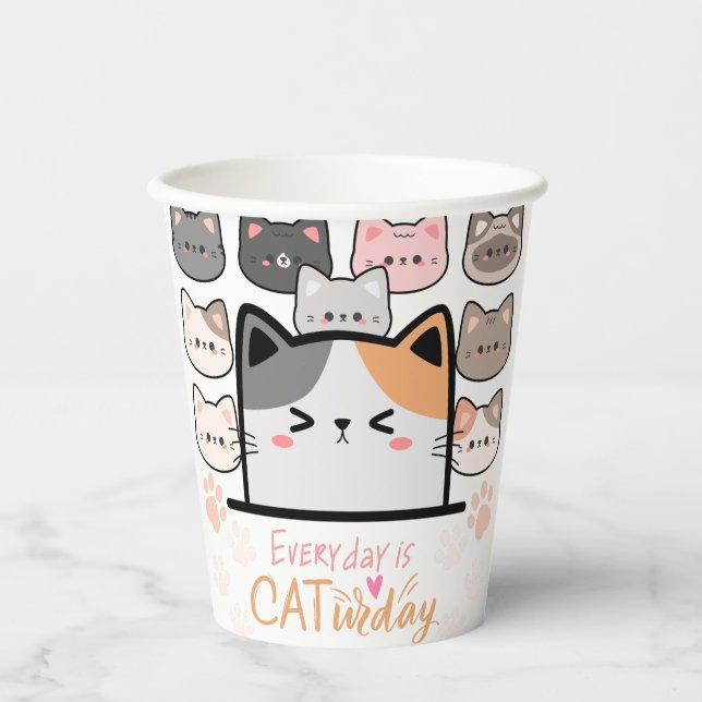 Everyday is Cat-urday Paper Cups (Front)