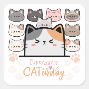 Everyday is Cat-urday Square Sticker