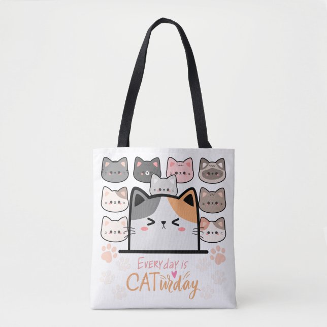 Everyday is Cat-urday Tote Bag (Front)