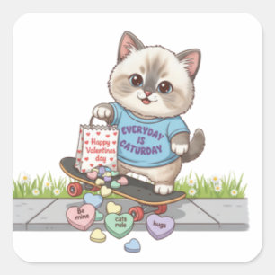 Everyday is caturday conversation hearts square sticker