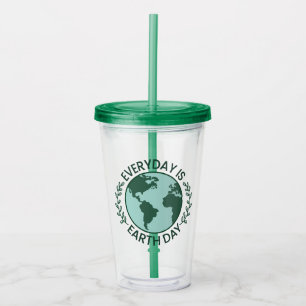 Everyday Is Earth Day - Vintage Green Earth Lover Acrylic Tumbler