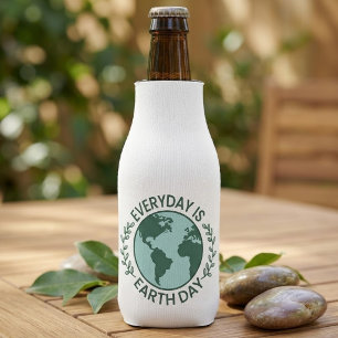 Everyday Is Earth Day - Vintage Green Earth Lover Bottle Cooler