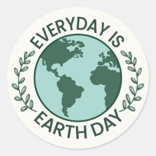Everyday Is Earth Day - Vintage Green Earth Lover Classic Round Sticker