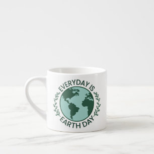 Everyday Is Earth Day - Vintage Green Earth Lover Espresso Cup