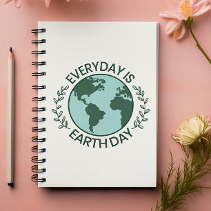 Everyday Is Earth Day - Vintage Green Earth Lover Notebook