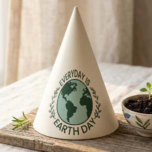Everyday Is Earth Day - Vintage Green Earth Lover Party Hat