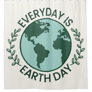 Everyday Is Earth Day - Vintage Green Earth Lover Shower Curtain