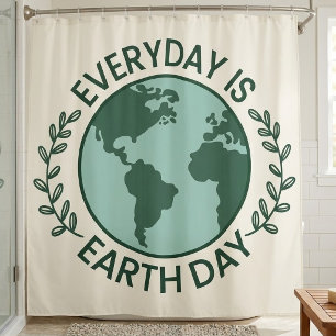 Everyday Is Earth Day - Vintage Green Earth Lover Shower Curtain