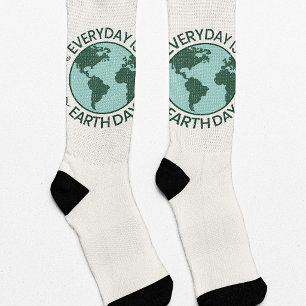 Everyday Is Earth Day - Vintage Green Earth Lover Socks