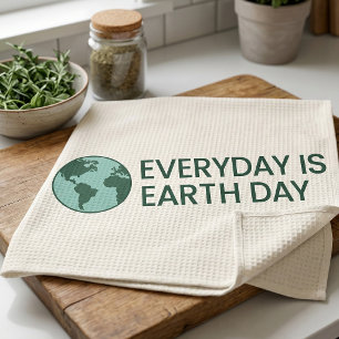 Everyday Is Earth Day - Vintage Green Earth Lover Tea Towel